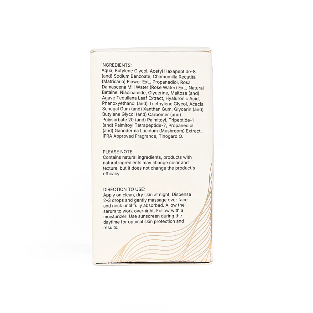 Meenora Neuro-Calm Lift Night Serum | With Acetyl Hexapeptide-8, Hyaluronic Acid | Ganocalm®